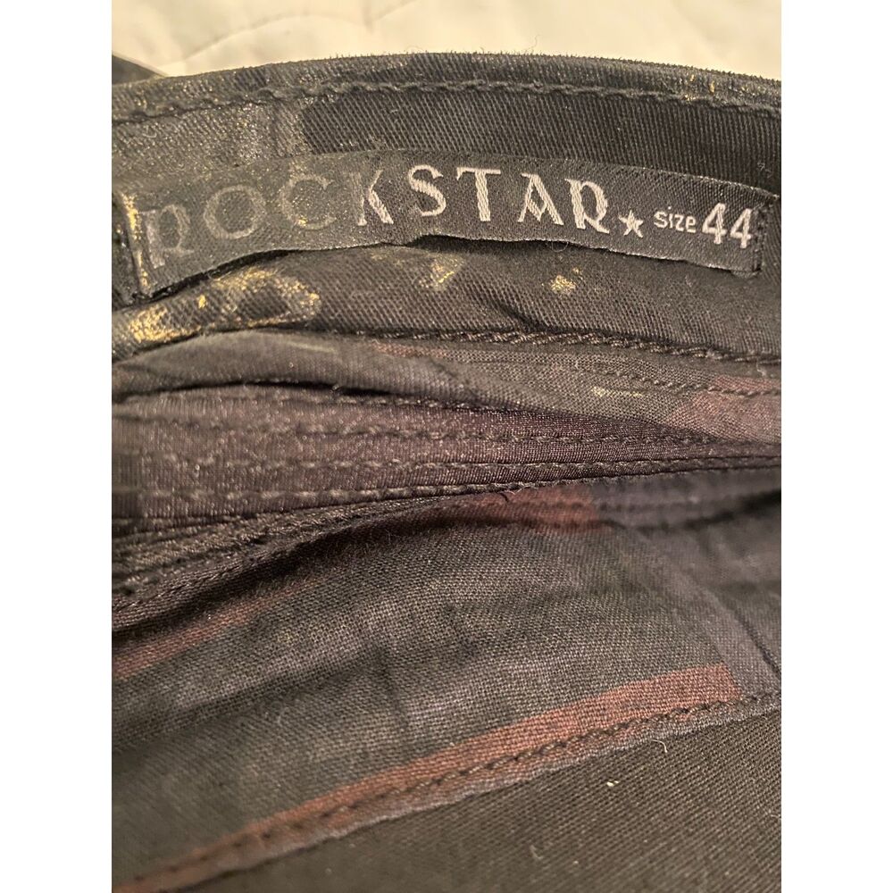 Rockstar Original Men's Gold Metallic Biker Moto Jeans 44 Button Fly Streetwear - Picture 6 of 12